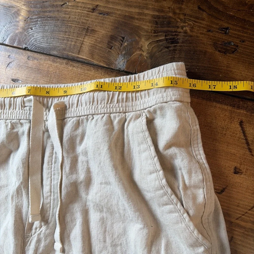 ZARA Linen Blend Pull On Cargo Pants Resort Wear Coastal Cowgirl Size L